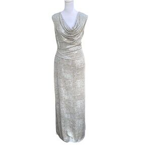 Connected Apparel Ladies Long Length Sleeveless Metallic‎ Cowl Neck Lined Size 8